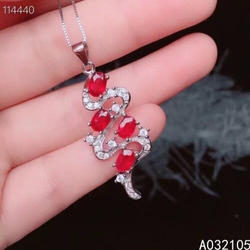 KJJEAXCMY fine jewelry 925 sterling silver inlaid Natural ruby Women exquisite elegant Chinese style gem pendant necklace suppor