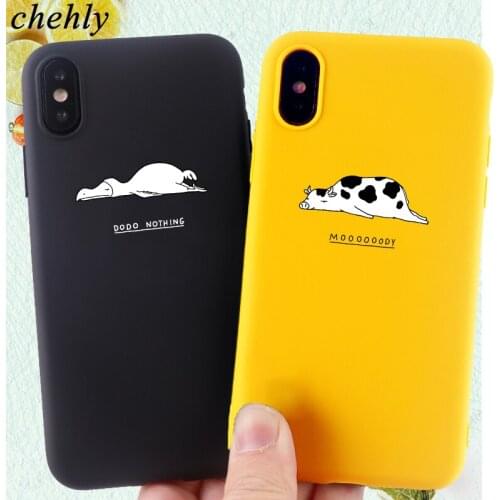 Funny Animal New Phone Case for IPhone 6s 7 8 11 Plus Pro X XS MAX XR Lazy Cases Soft Silicone Fitted TPU Back Cover Accessories