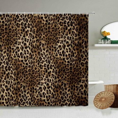 African Leopard Pattern Shower Curtain Zebra Stripe Tiger Skin Wild Animal Bathroom Decoration With Hook Waterproof Screen Set
