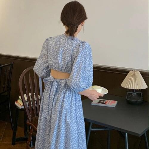 2021 Women Summer Vintage Backless Long Floral Dress Sashes V Neck Slim Waist A-line Pullover Maxi Sundress