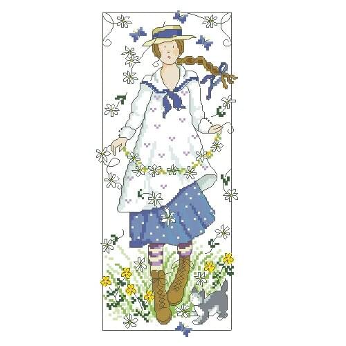 Gold Collection Beautiful Lovely Counted Cross Stitch Kit Country Lass Daisy Girl Lady Woman Maid