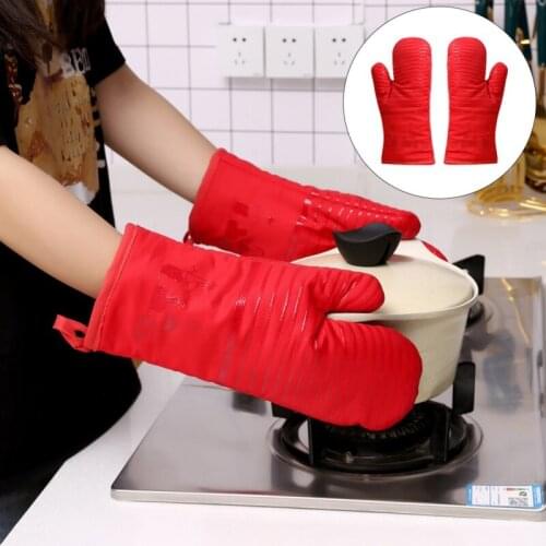 1 Pair Kitchen Microwave Glove Houshold Non-slip Cotton BBQ Oven Baking Gloves High Temperature Oven Gloves 2021