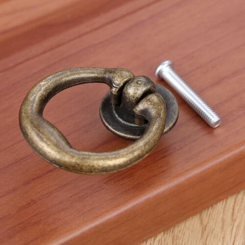 1Pc 46*36mm Antique Bronze Cabinet Handles Furniture Knobs Kitchen Drawer Cupboard Ring Pull Handles Furniture Fittings