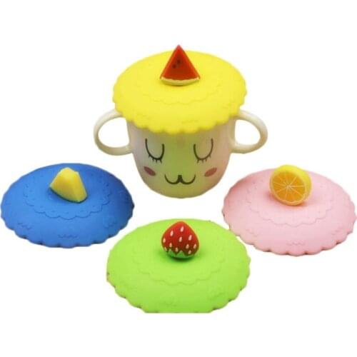 1Pcs Eco-friendly Cup Cover Thermal Insulation Cup Seal Cover Reusable Silicone Dust Proof Fruit Lace Shape