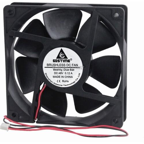 1PCS Gdstime 120mm X 25mm 12cm 12025 Dual Ball Bearing DC 48V 0.12A Server Square Axial Cooling Fan