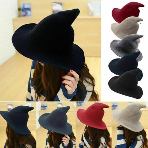 1 Piece Modern Halloween Witch Hat Woolen Women Lady Made From Fashionable Sheep Wool Halloween Party Hat Festival Party Hat