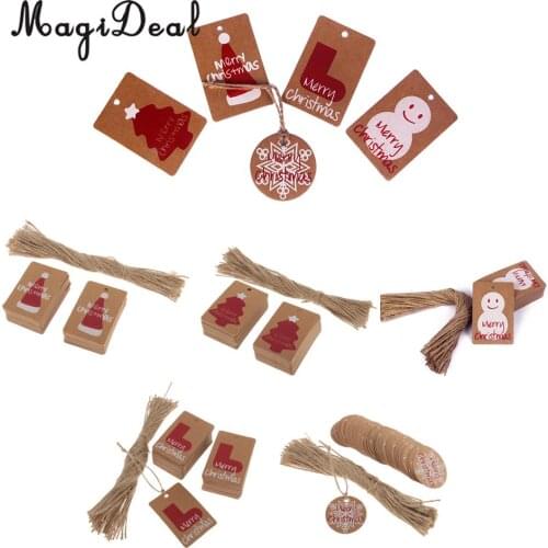 100pcs Kraft Christmas Hat/ Stockings/Snowflake/Tree/Snowman Gift Tags Baking Label Luggage Tags Hanging Decor