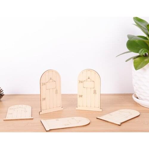 5pcs/lot Out Door Party Laser Cutting Fairy Door Wooden Christmas Pendant Ornaments For Home Garden DIY Decorative Accessories