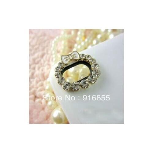 Free shipping 12pcs/lot cellphone white bow lens stickers rhinestone DIY Mobile beauty,Alloy Fitting,Earrings Accessories