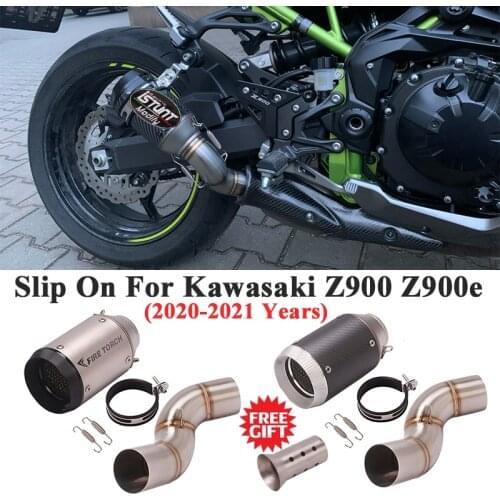 Slip On For Kawasaki Z900 A2 Z900e 2020 2021 Motorcycle GP Racing Exhaust Escape Modify Link Pipe Carbon Fiber Muffler DB Killer