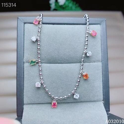 KJJEAXCMY fine jewelry 925 sterling silver inlaid natural tourmaline bracelet vintage girl hand bracelet support test