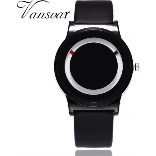 Vansvar Women Watches Reloj Mujer Simple Bulk Glass Quartz Ladies Wristwatches Leather Bracelet Ladies Clock Watch 533