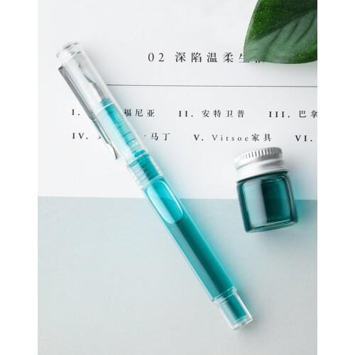 Big Ink Capacity Transparent Fountain Pen Dual Way Of Ink Refilling Art Creation Painting Font Design Student School Supplies