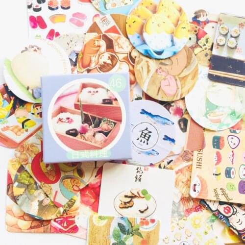 46 pcs/ Box Japanese Cuisine Food Label Stickers Decorative Stationery Stickers Scrapbooking DIY Stickers