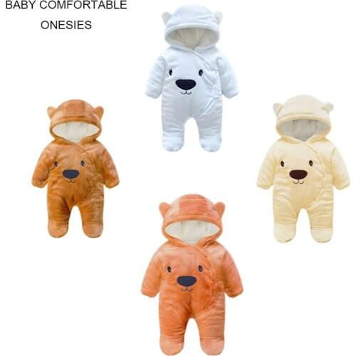 Baby Cotton Jacket Autumn And Winter Clothes Newborn Outing Clothes Baby Onesies Boys And Girls Warm Hooded Crawling Clothes