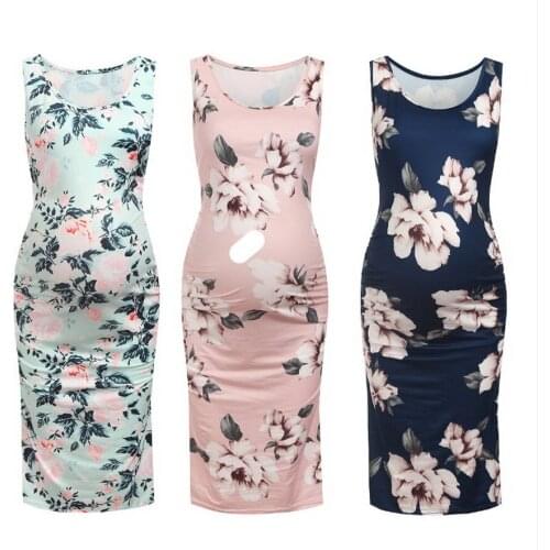 DHL 20pcs Maternity Women Sleeveless Lace/Solid Sexy Long Scoop Neck Dress Pregnant Womens Clothing