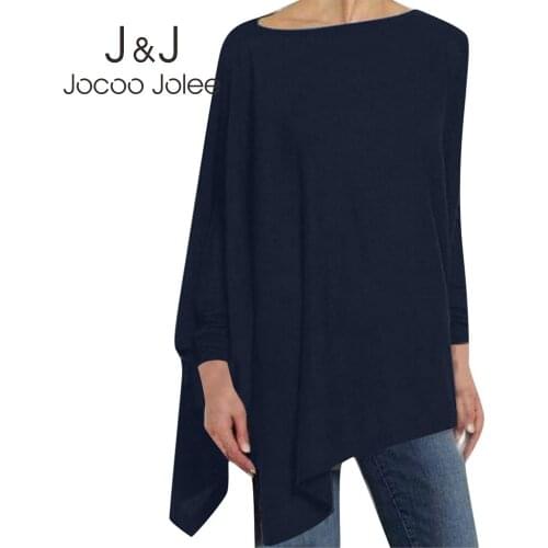 Jocoo Jolee Women Causal Long Sleeve Cotton Blouse Spring Loose Irregular Shirt Female Solid Sweatshirt Female Tops Pullover