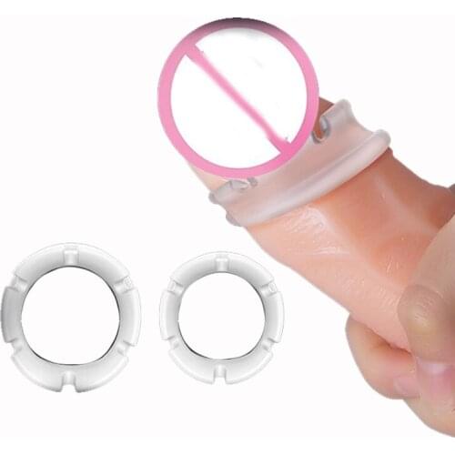 2pcs Silicone Foreskin Resistance Rings Delay Complex Loop Phimosis Correction Penis Ring Adult Sex Toys For Men Male Reusable