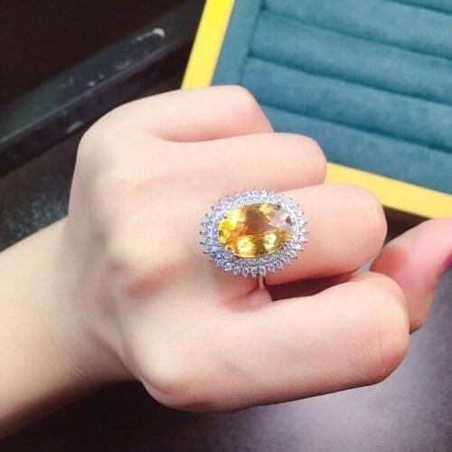 Fine Jewelry Set Natural Ametrine Rings for Women Diamant Bizuteria Anillos De Pure Gemstone Resizable Lovers Ring for Females