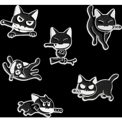 Cartoon Creative Black Cat Modeling Pop-Enamel Pin Lapel Badges Brooch Funny Fashion Jewelry