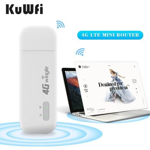 KuWFi 4G LTE Router USB Modem 4G Wifi Dongle Unlocked Mini Car Wireless Routers Mobile Wifi Hotspot With Sim Card Slot