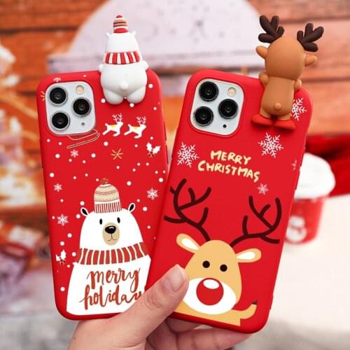 3D Doll Cartoon Christmas Deer Snowman Soft Phone Case for iPhone 11 Pro XS Max X 6 6S 7 8 Plus SE 2020 Cover Gift For iPhone XR