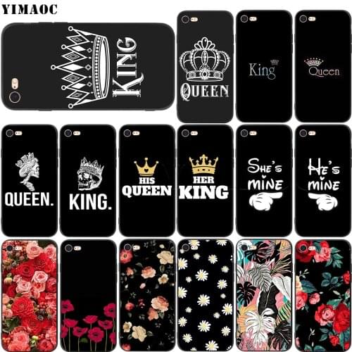 YIMAOC King Queen Couple Lovers Soft Case for Apple iPhone SE 2020 5 5s 6 6s 7 8 Plus XR X Xs 11 12 Pro Max 12 mini