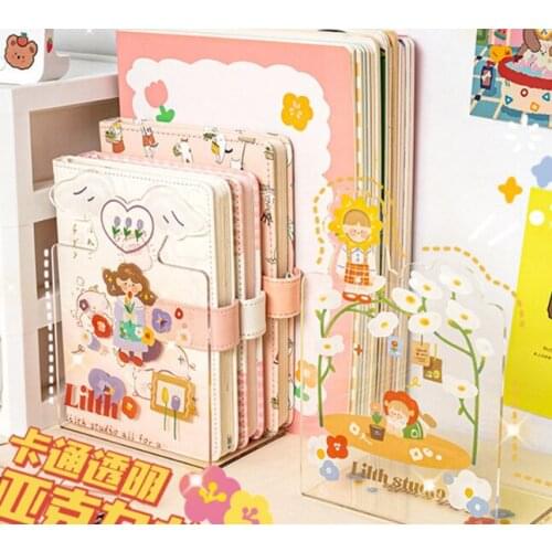 Desk divider cute cartoon space saving desktop storage fixer creative book baffle transparent bookstand J05
