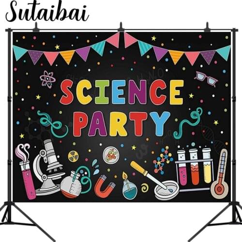 Science Party Theme Backdrop Scientist Chemist Subject Laboratory Experiments Equipment Photography Background Baby Shower
