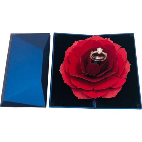 New Rotating Velvet Jewelry Storage Box Rose Flower Engagement Ring Necklace Portable Display Storage Gift Holder Case Organizer
