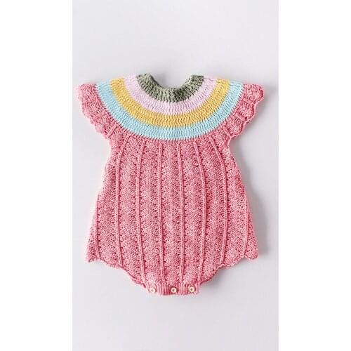 New Baby Girl Romper Rainbow Neckline Baby Jumpsuit Autumn Spring Baby Girl Clothes Toddler Rompers Baby Onesie Infant Costume