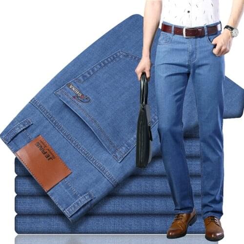 2021 Spring And Summer New MenS Classic Jeans Business Casual Loose Straight Stretch Denim Trousers Male High-End Brand Pants