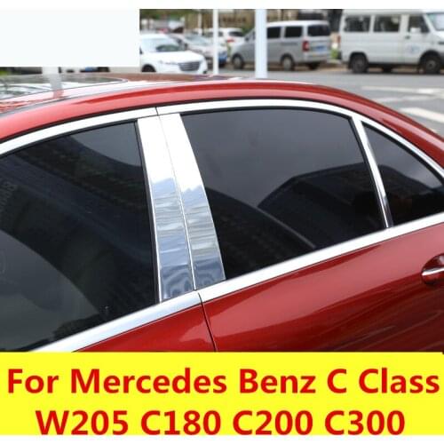 Trim Car Window BC Column sequins Stirps Cover Stickers Exterior decoration For Mercedes Benz C Class W205 C180 C200 C300