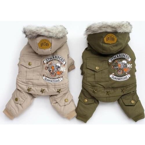 Pet Dog Clothes Winter Warm Dog Green Coat Jumpsuit Thicken Pet Clothing For Yorkshire Teddy Dogs Costume Puppy Clothes Jackets