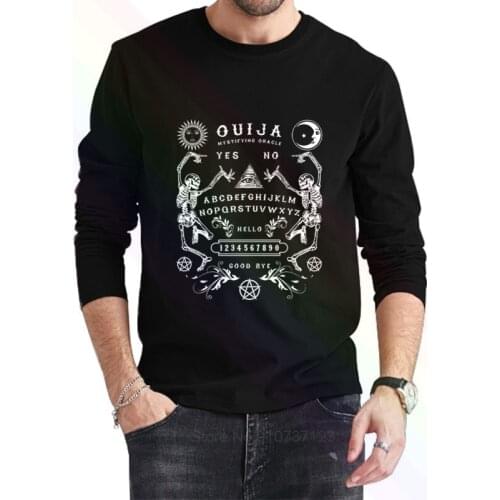 Ouija Board Skeletons Logo Classic Black T-Shirt 2021 Newest Summer Mens Long Sleeve Popular Tees Shirt Tops Novel Unisex