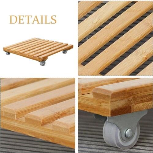 Plant Pot Base Roller Moving Tray With Wheel Tray Torus Holder Wood Square Plant Caddy Plant Stand with Roller #BO