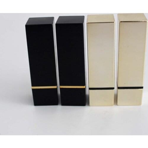 Empty plastic golden lipstick tube 12.1mm, square gold lip rouge case
