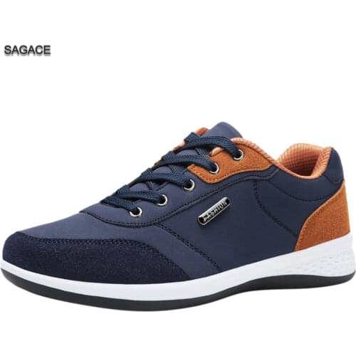 SAGACE Mens Fashion Casual Lace Up Leather Sport Running Shoes Breathable Sneakers Lightweight Sneakers Running Shoes Outdoor