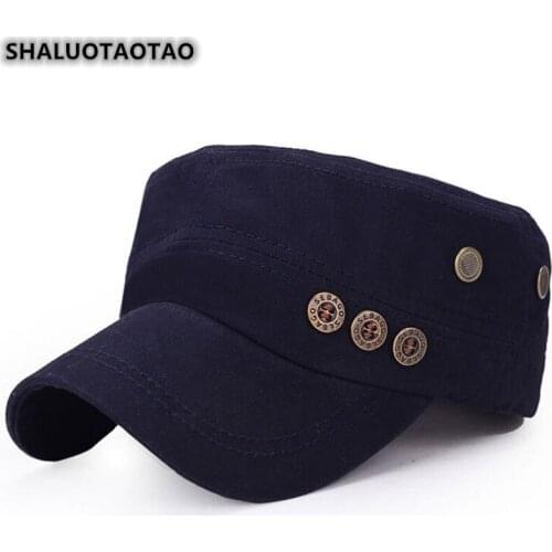 SHALUOTAOTAO New Spring Autumn Fashion Cotton Military Hat For Men Adjustable Size Elegant Womens Flat Cap Unisex Snapback Caps