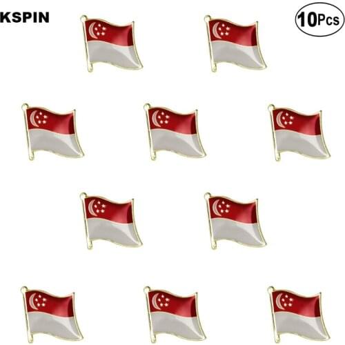 Singapore Flag Lapel Pin Flag badge Brooch Pins Badges 10Pcs a Lot