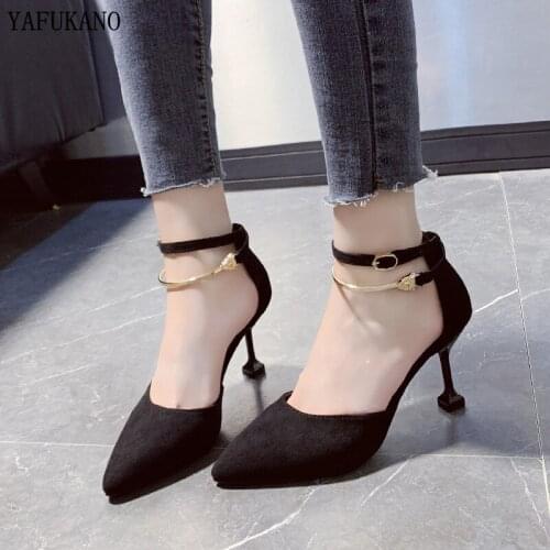 Fashion High Heels Shoes Women Pumps Buckle Strap Sexy Thin High Heels Pointed Toe Non-slip Fashion Ladies Shoes Size 34-40