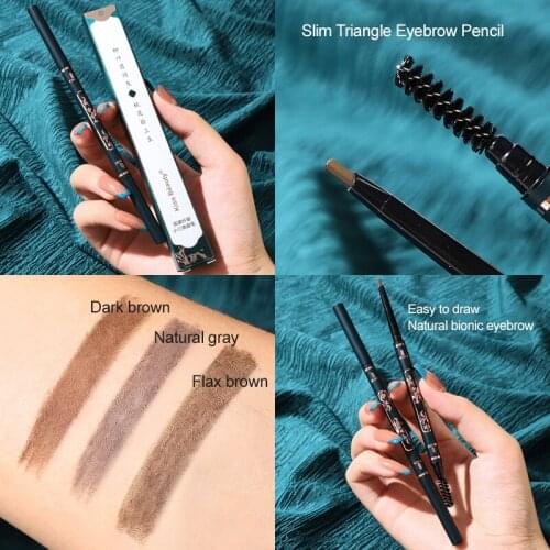 Waterproof Natural Eyebrow Pen Four-claw Eye Brow Tint Makeup Three Colors Eyebrow Pencil Brown Black Grey Brush Cosmetics