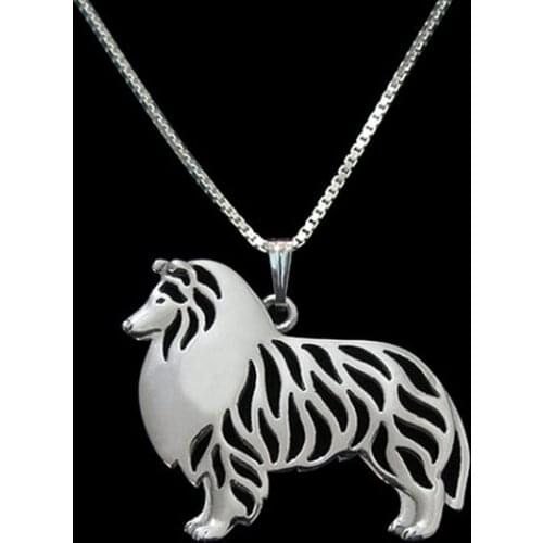 Rough Collie necklace cartoon dog jewelry for women golden two colors plated