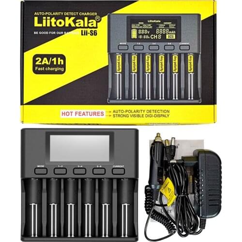 Liitokala Lii-500 Lii-500S Lii-S6 LCD 18650 battery 3.7V 18350 18500 21700 25500 26650 AA AAA NiMH lithium battery charger