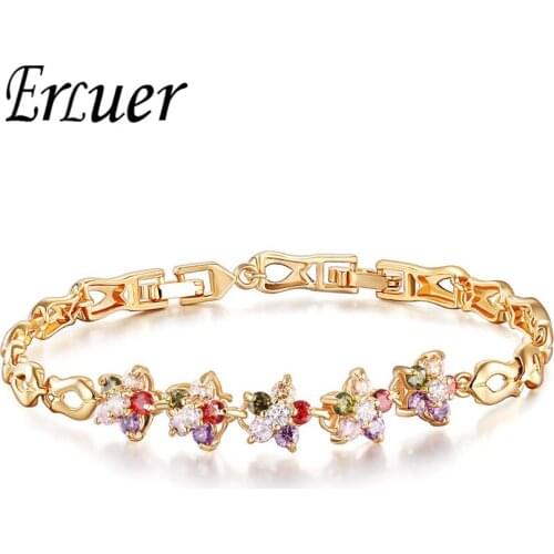 ARUEL Exquisite Austrian Crystal Chain Link Bracelets & Bangles For Women Ladies Cubic Zircon Charm Jewelry Girlfriend Gifts