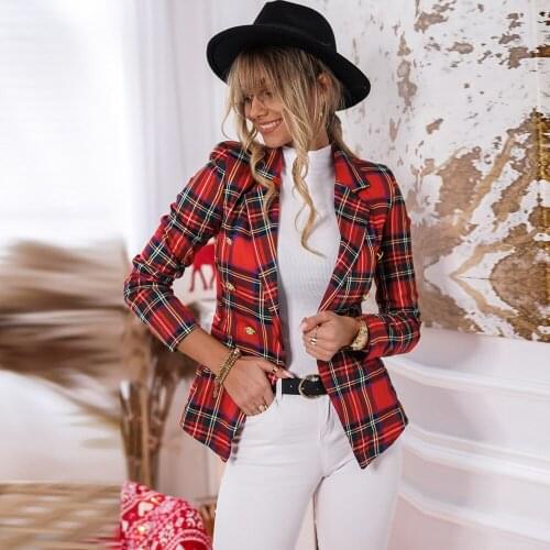 Plaid Casual Suit Womens 2021 Autumn and Winter Temperament Slim Short Professional All-match Jacket