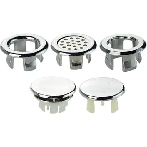 1pc Kitchen Bathroom Basin Sink Overflow Ring Wash Basin Insert Chrome Hole Cover Cap