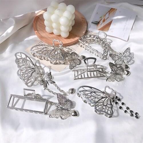 1pcs Alloy Hair Clip 2020 New Korea Vintage Goth Butterfly Love Pendant Hairpin For Women Girls Party Accessories Jewelry