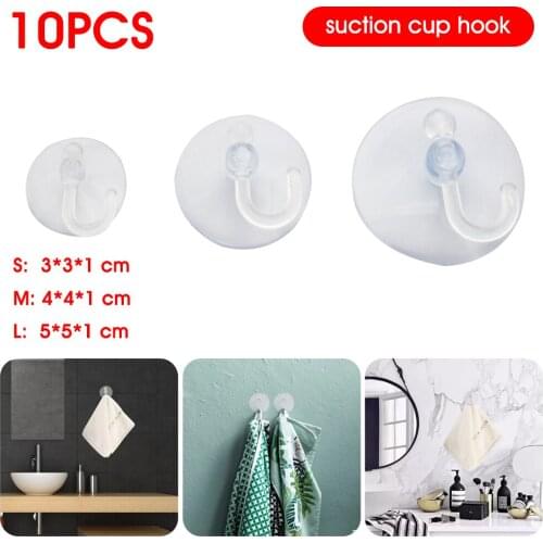 10Pcs Wall Hook Reusable Suction Cup Coat Hook Wall Mounted Multifunction Hook for Kitchen Bathroom Shower Office