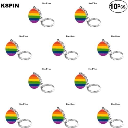 Gay Pride Key Ring Lapel Pin Flag badge Brooch Pins Badges 10Pcs a Lot